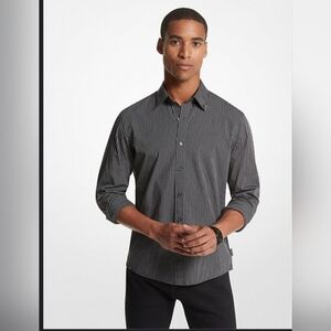 Michael Kors Men’s Navy & White Long Sleeve Button-Up Work Shirt Size Large